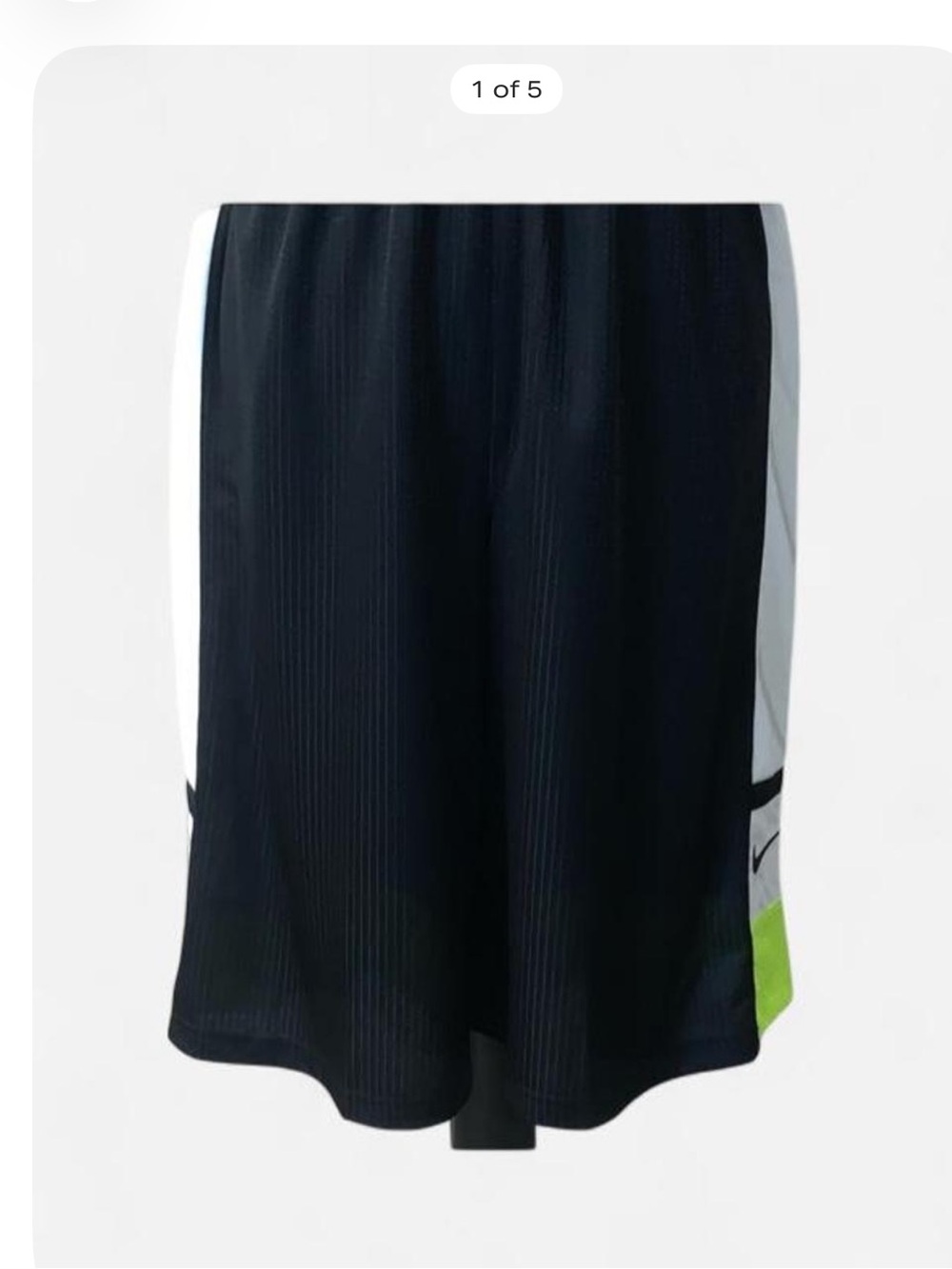 Nike Boy’s Black Athletic Shorts with White Panels and Neon Green Trim